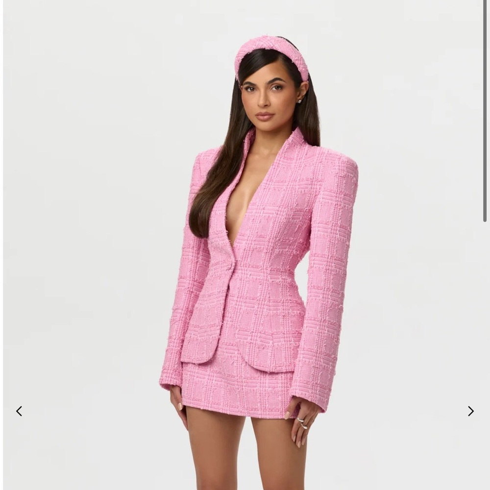 New Naked Wardrobe Pink Tweed Blazer & Matching Skirt
